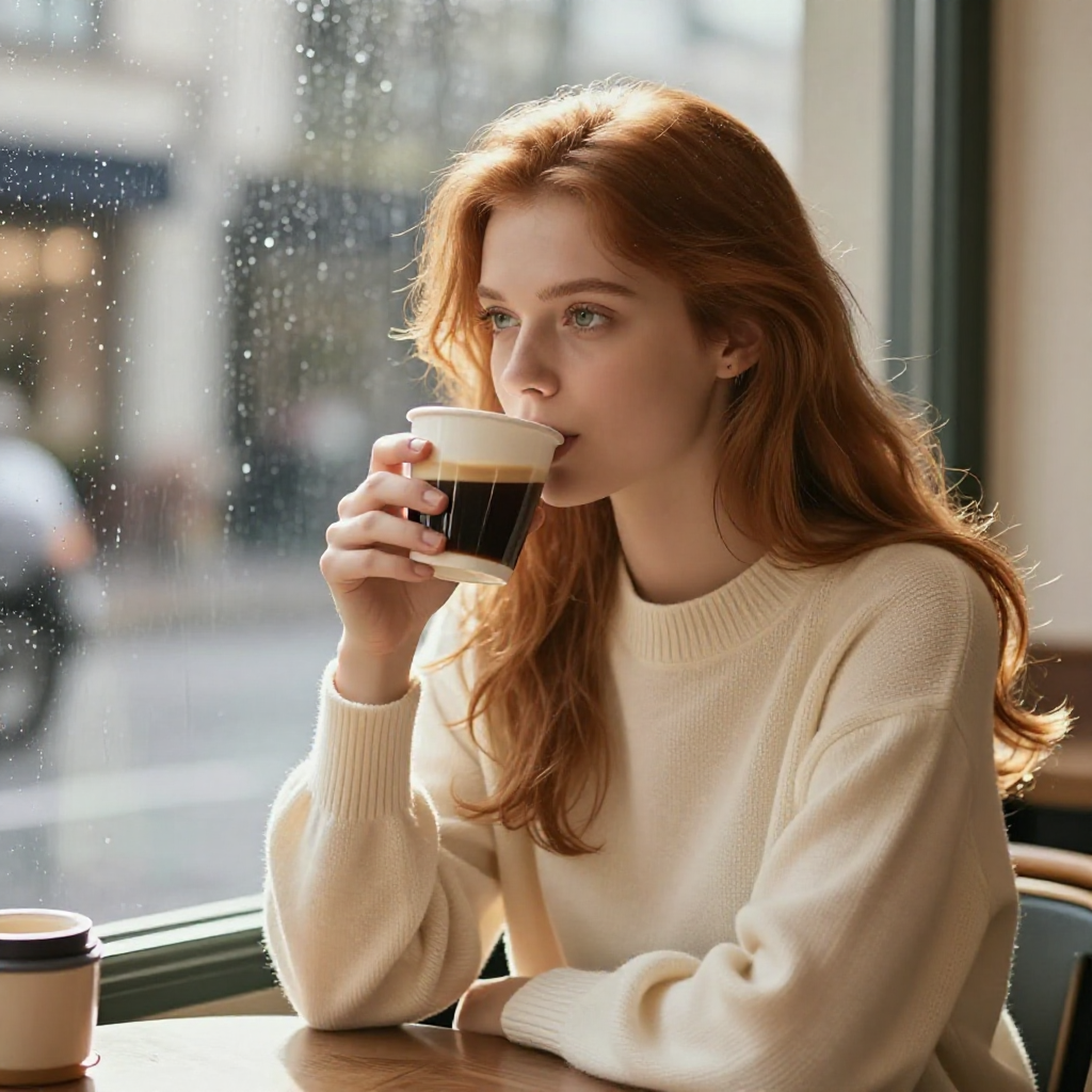 비 오는 카페의 빨강 머리