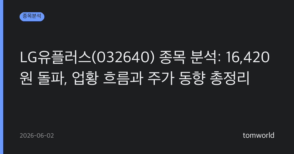 LG유플러스(032640) 종목 분석: 16,420원 돌파, 업황 흐름과 주가 동향 총정리