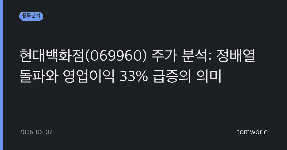 현대백화점(069960) 주가 분석: 정배열 돌파와 영업이익 33% 급증의 의미